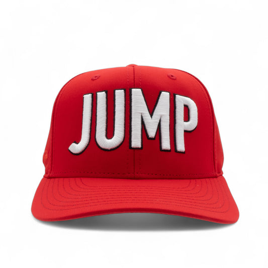 Red cap with 'JUMP' text on a white background