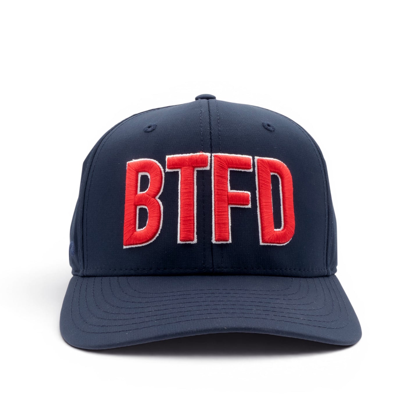 Navy hat with BTFD in red embroidery